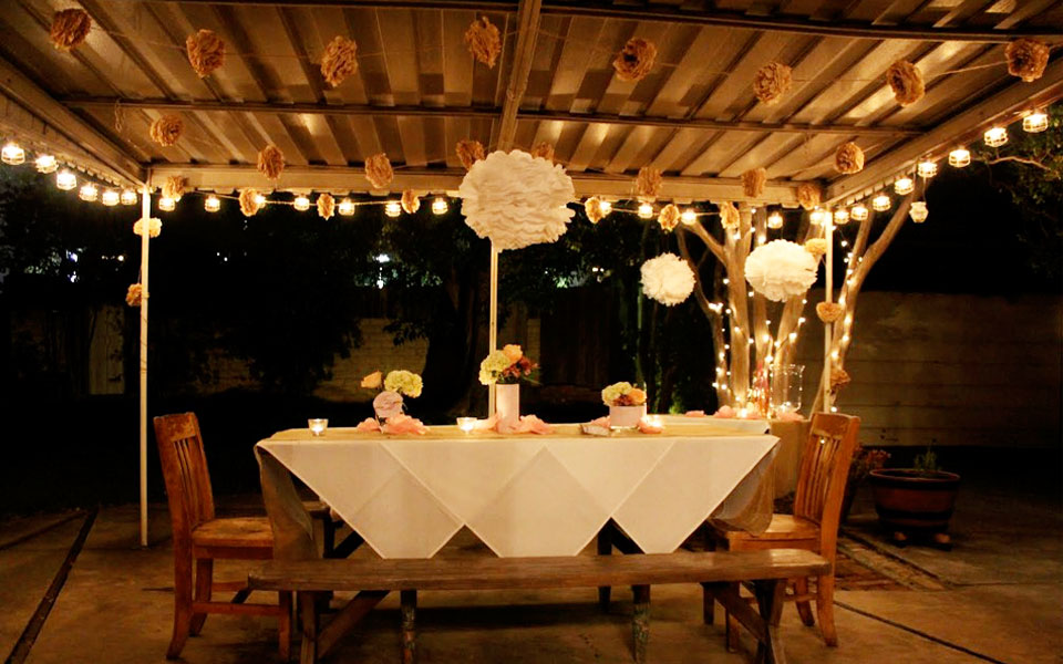 A setting for a terrace party.